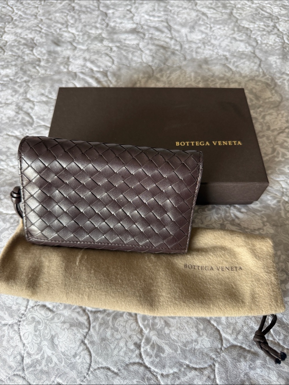 Bottega Veneta Dark Brown Intrecciato Card & Key Holder